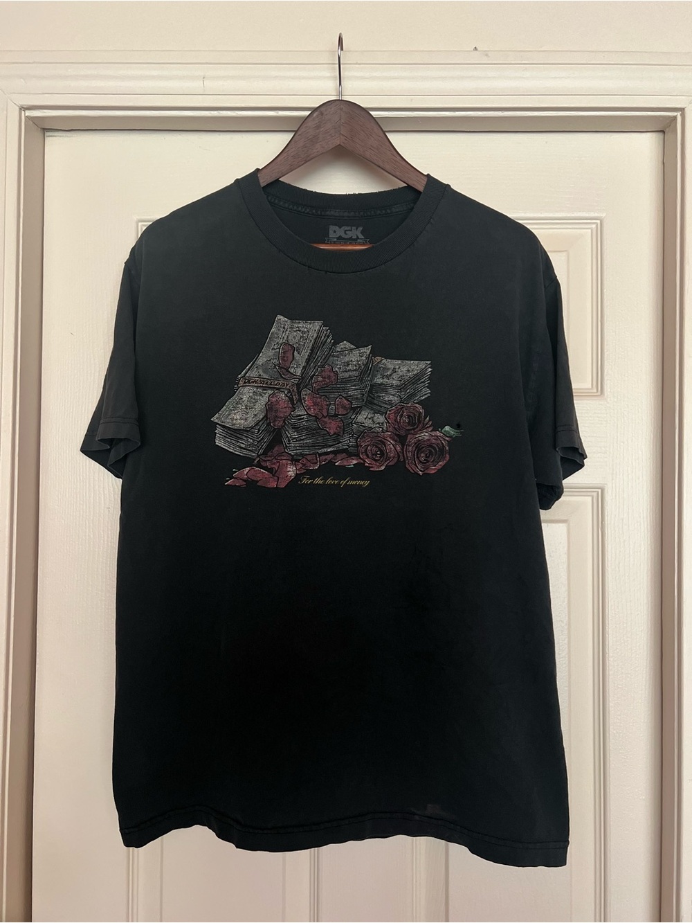 DGK all day "for the love of money"  Graphic Tee with Rose & money Print